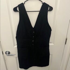 Black Corduroy Button-Up Dress